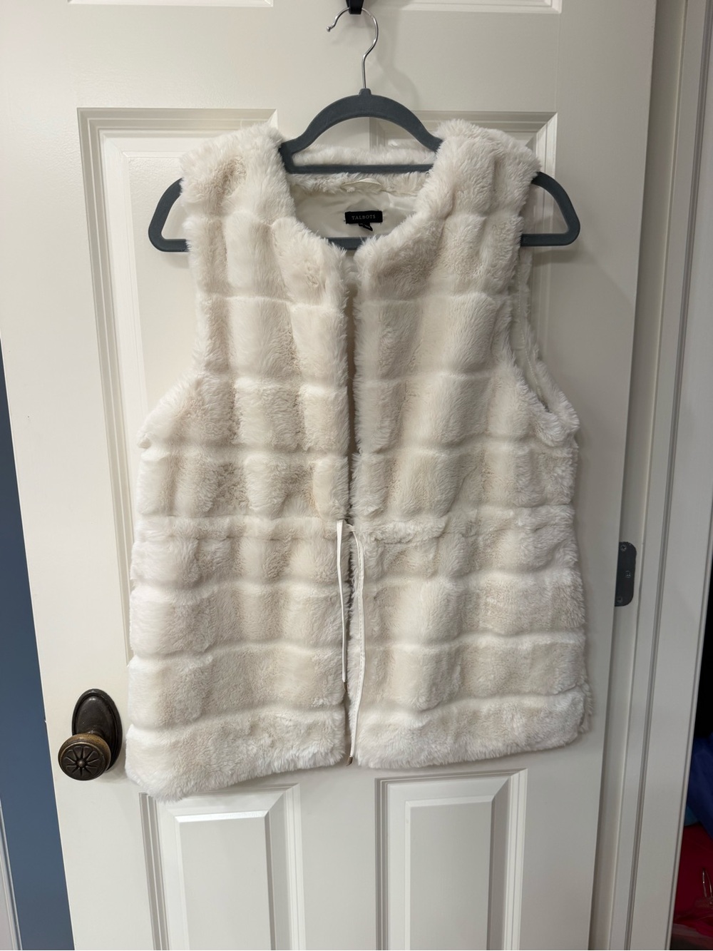 Talbots Cream Faux Fur Vest